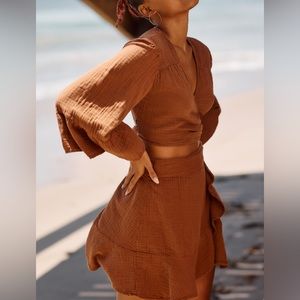 2-Piece Set By Anthropologie Ruffled-Hem Wrap Skirt and Top